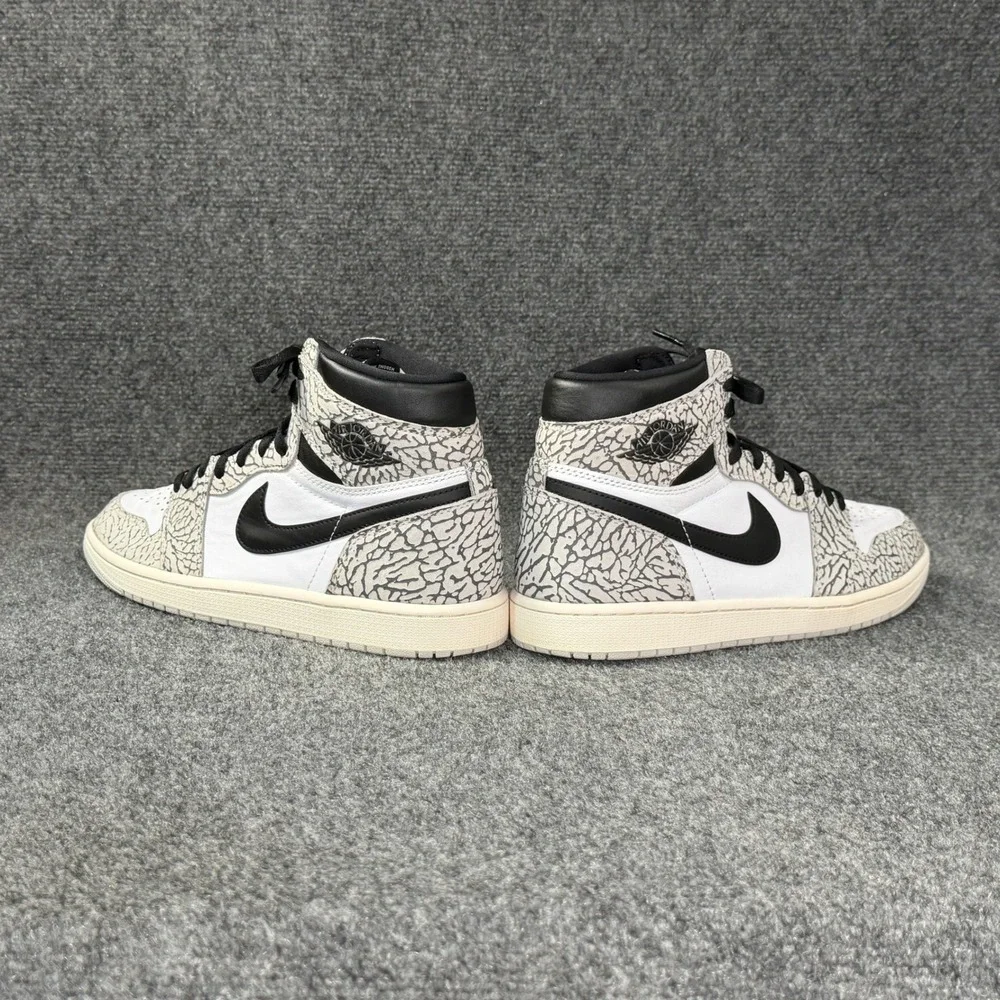 Jordan 1 Retro High OG Shoes Men's 10 White Cement Athletic Basketball Sneakers